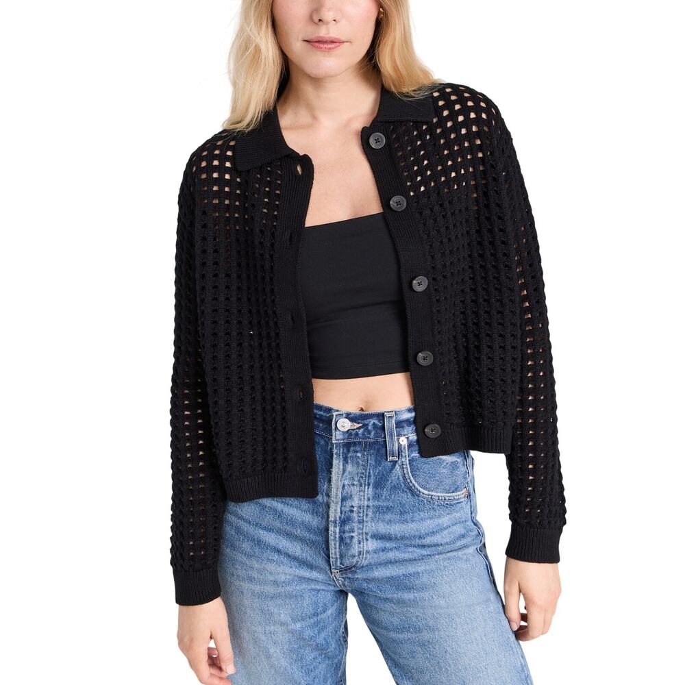 Velvet Kitt Black Cotton Cardigan Size L